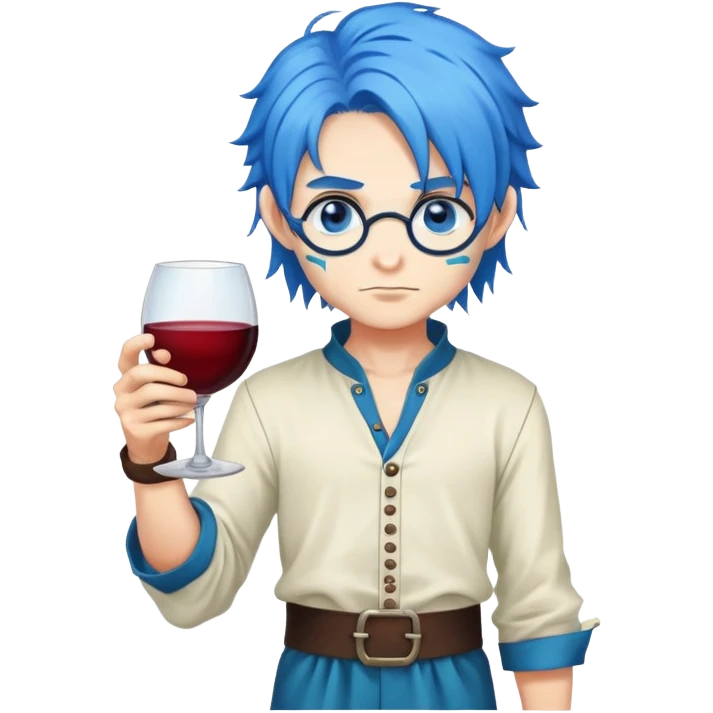 boy demon slayer full body blue hair wine glass eye funny emoji