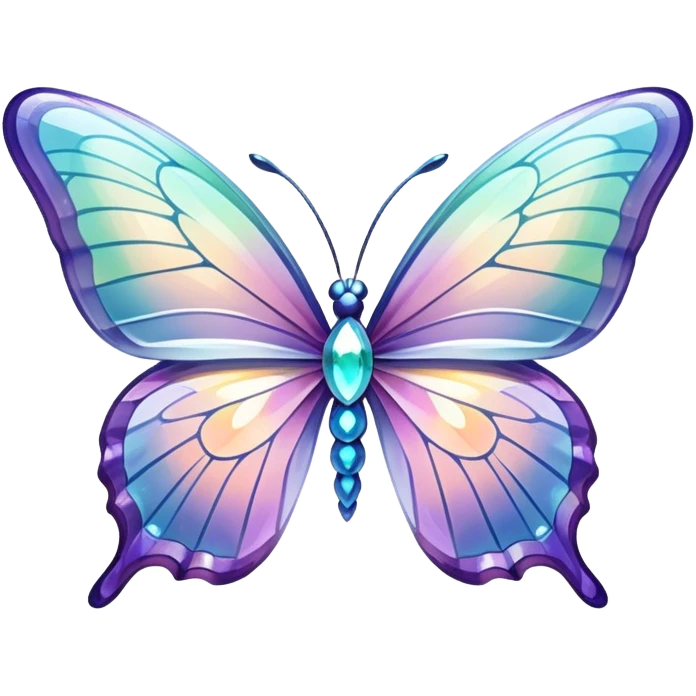 Sparkly glossy Pastel iridescent glass crystal butterfly emoji