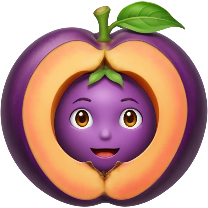 Eggplant 🍆 shoved inside the crack of a peach  emoji