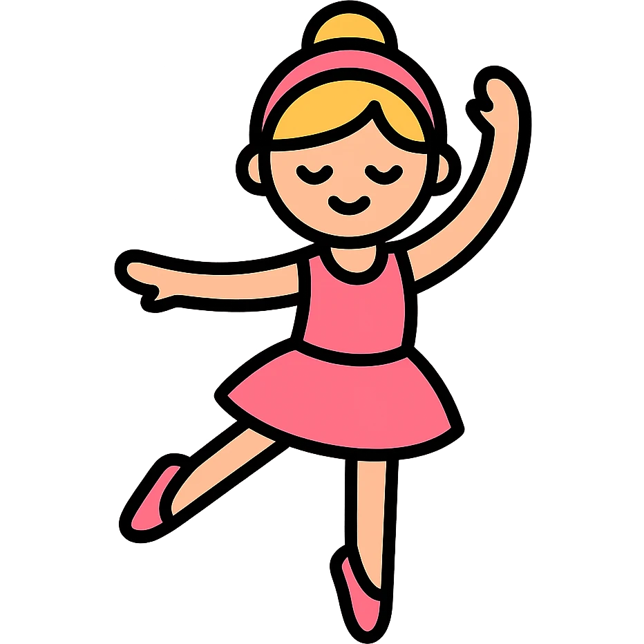 color outline icon of a girl doing ballet emoji