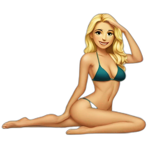 Sexy pose soft-fit Caucasian woman bikini (beach body) bed emoji
