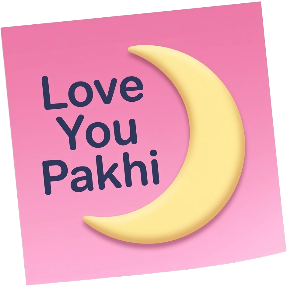 A pink color sticky note with this text 'Love You Pakhi' with a half moon emoji