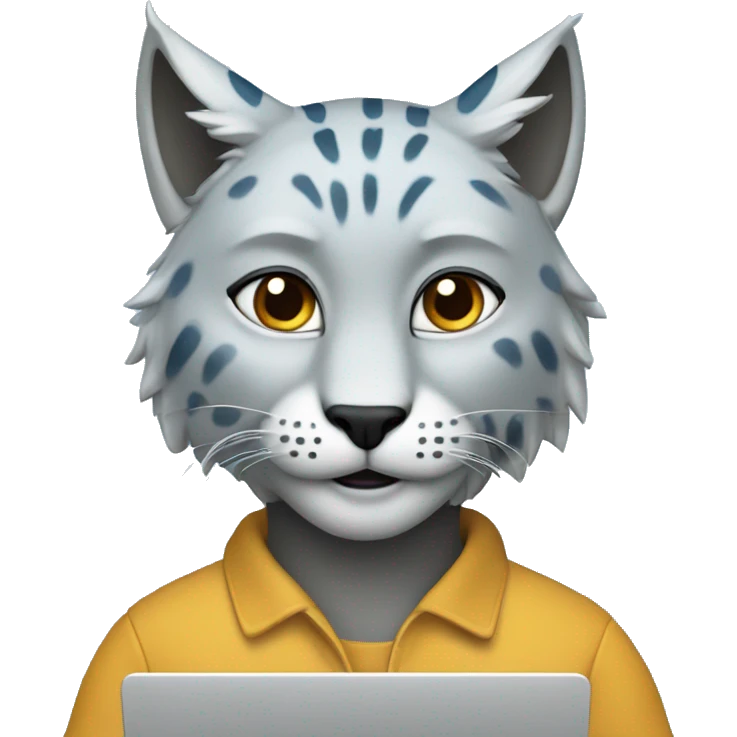 A blue lynx with a laptop emoji