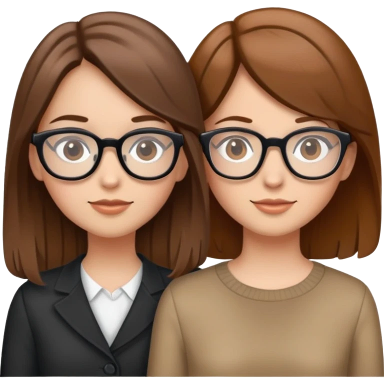 deux filles une châtain avec lunette et une châtain clair emoji