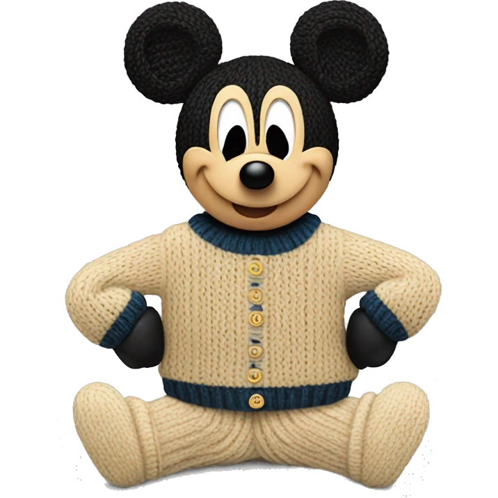 Mickey Mouse knitting a sweater emoji