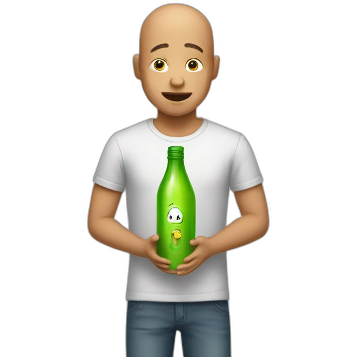 Crying bald boys with bottle emoji