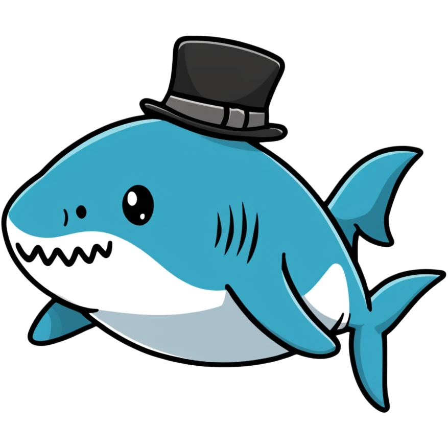 shark wearing a top hat emoji