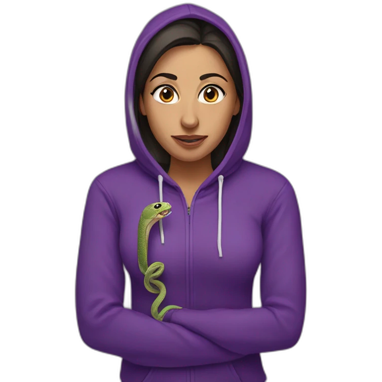 Armenian Woman  with purple hoodie and with a snake tongue outside  emoji