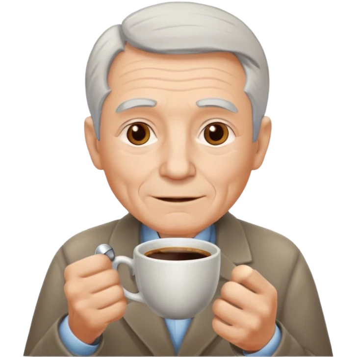 elderly with coffee men emoji