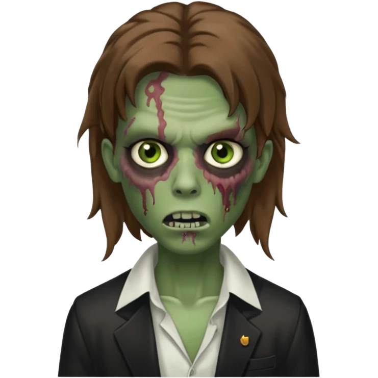 зомби который стоит лицом ко мне. прическа волосы лежат как шторки, карие зеленые глаза, с дымом изо рта. типо swag emoji
