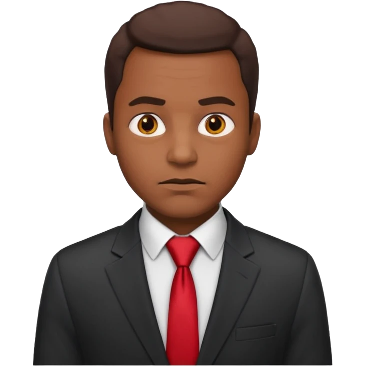 African American man in a business jacket and red tie, serious facial expression, emoji style emoji