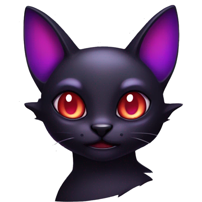 Vampiric black cat fakemon with red purple markings emoji