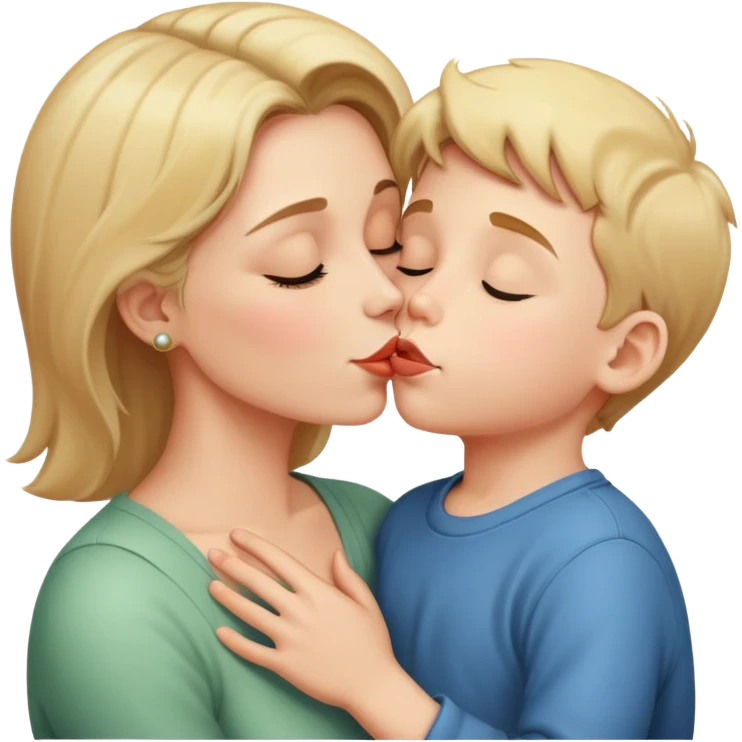 mom kisses little son emoji