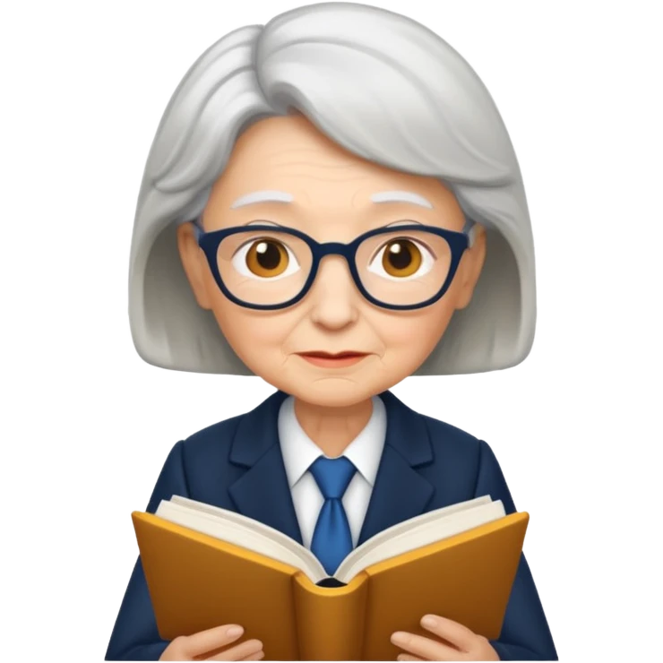 grandma reading in suit emoji