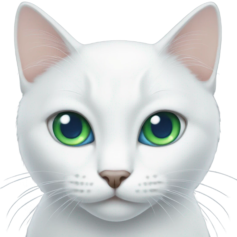 White cat with one green eye and one blue eye emoji