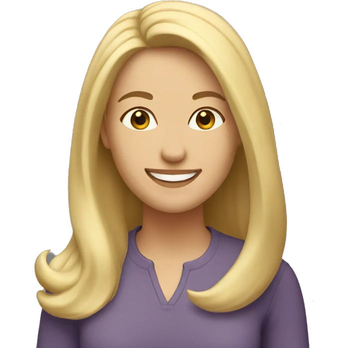 caucasian woman with mid-length blonde hair smiling emoji