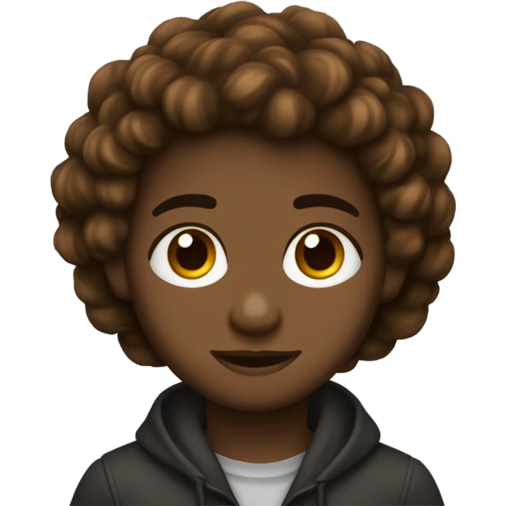 Adolescente com cabelo ondulado leve e mkarrom bem escuro, pele bem branca, olhos castanhos escuros  emoji