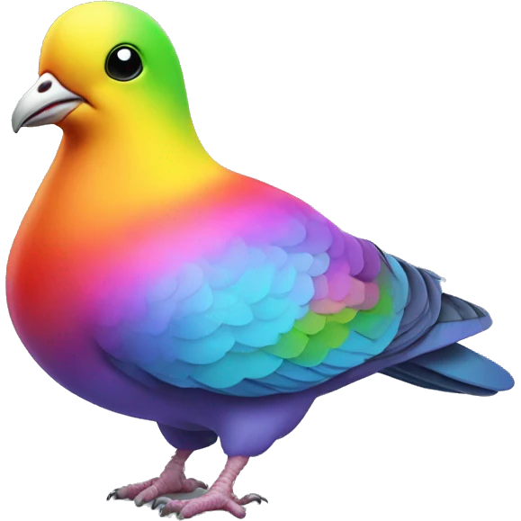 Rainbow pigeon doing somersaults emoji