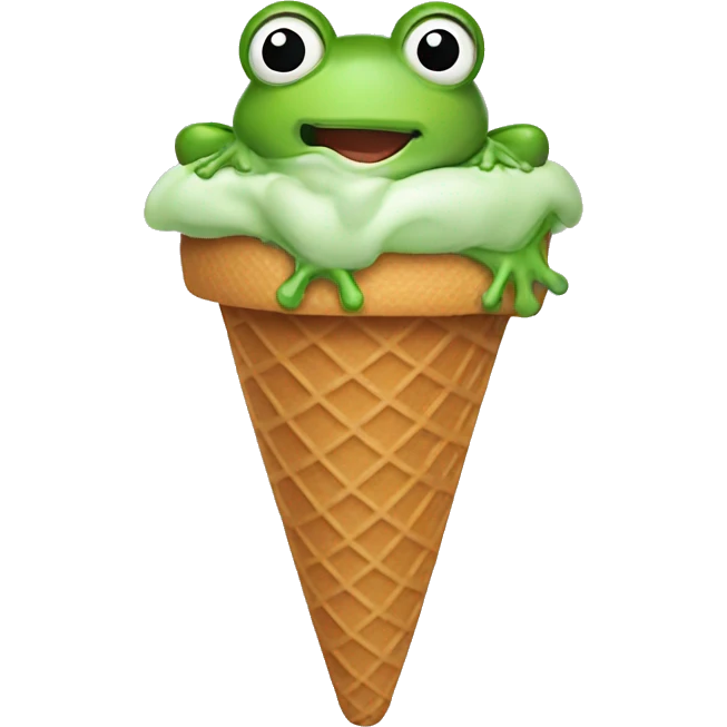 ice cream cone with frog on top emoji