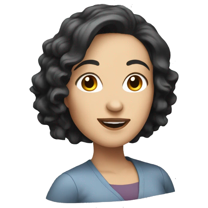 Dark haired middle aged white woman cute emoji