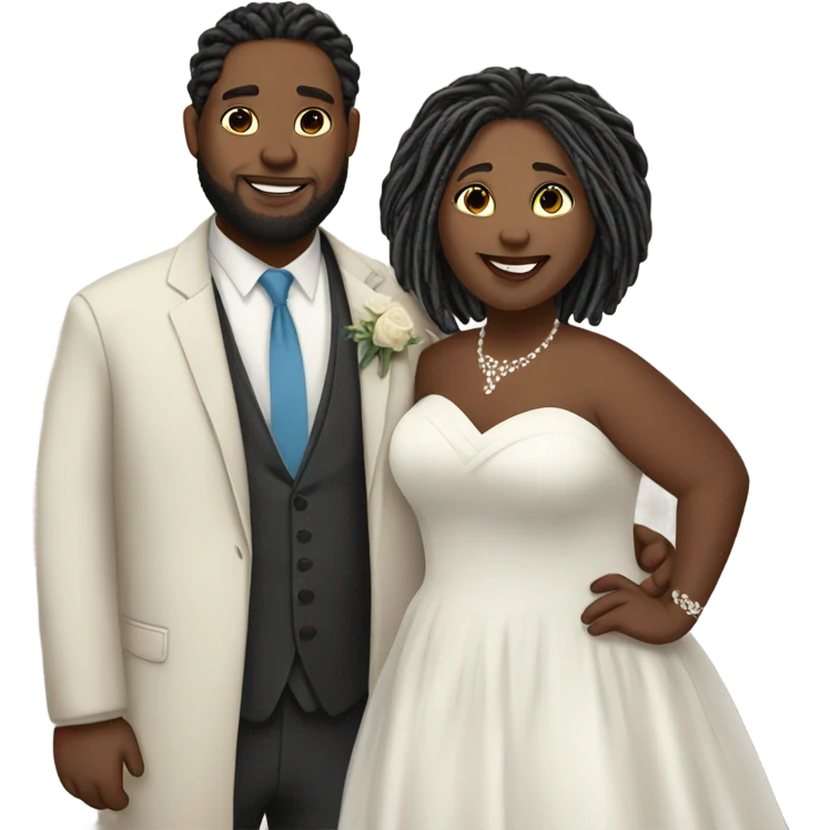 Plus size couple with locs wedding pale emoji