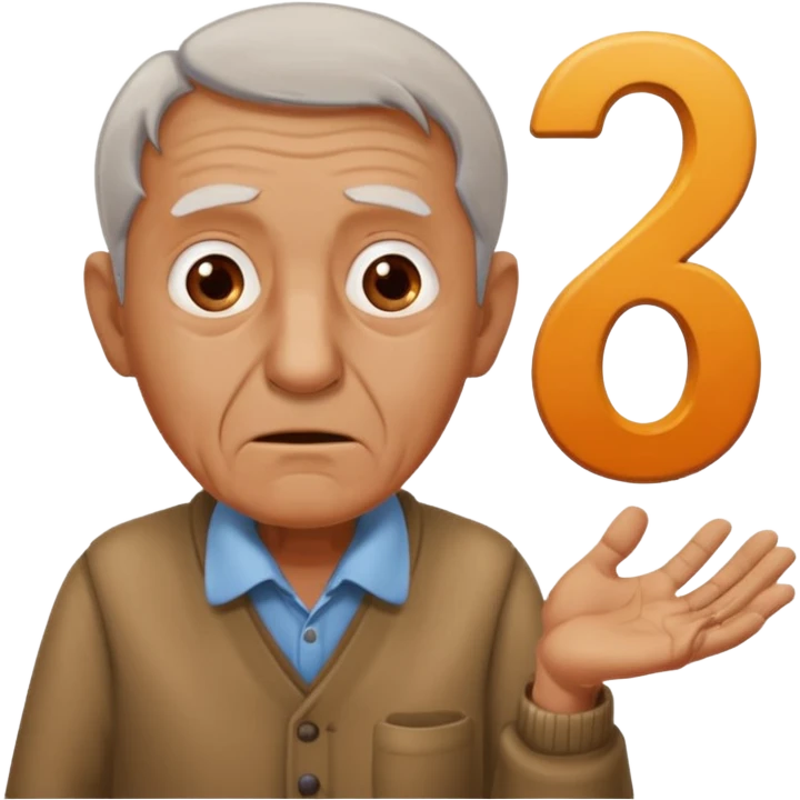 generate iphone emoji of a old gguy hold 7 and 11 numbers on hands scaried emoji