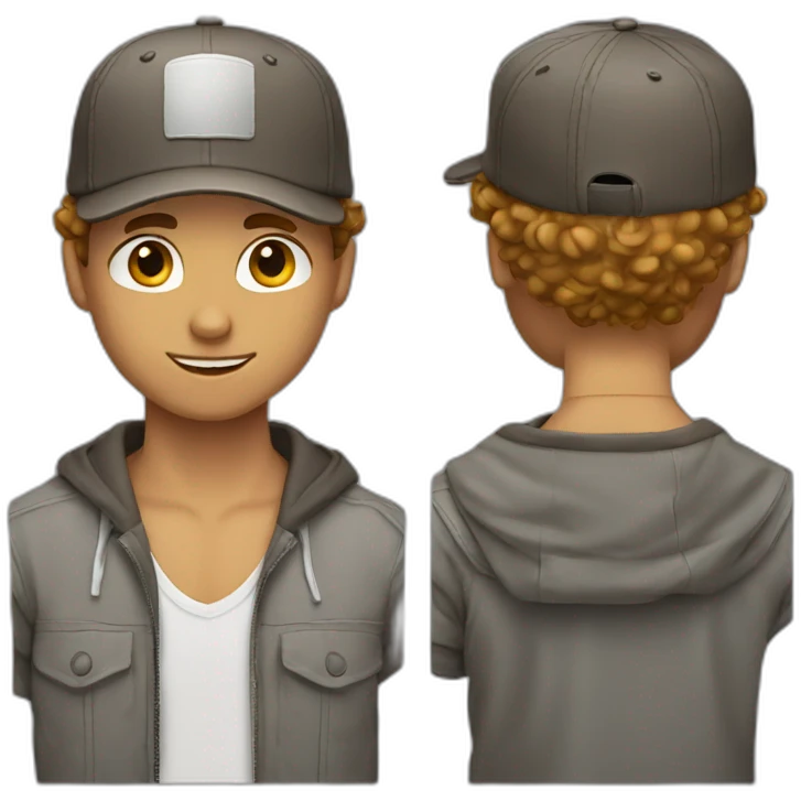 Curly short hair guy with cap emoji