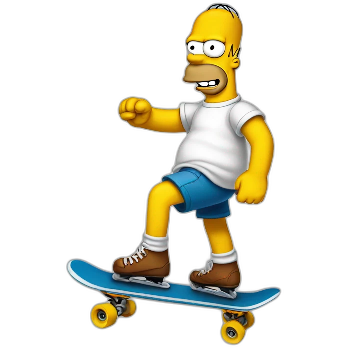 Homer Simpson riding skate doing olie emoji
