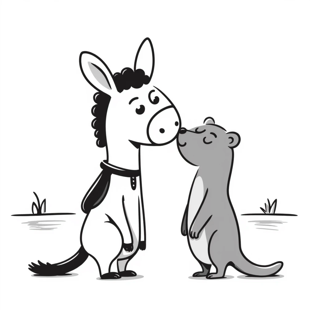 a donkey kissing an otter emoji