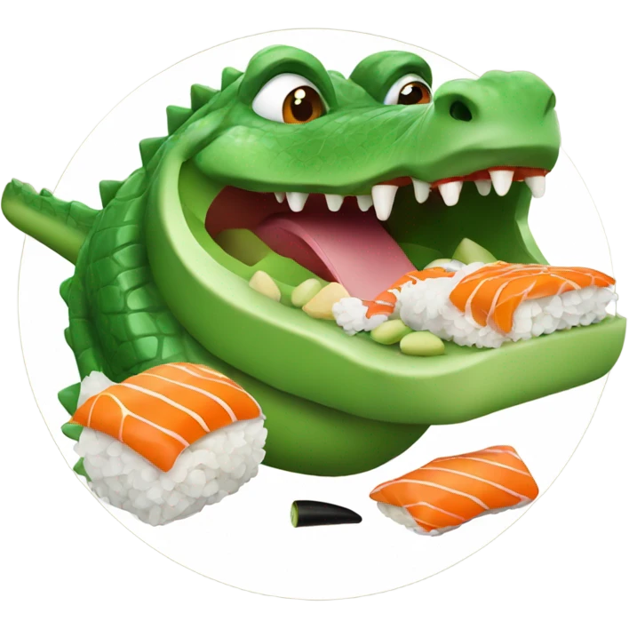 Crocodile eating sushi emoji