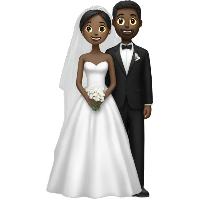 bridal couple dresses in black and white without face emoji