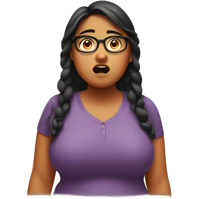 Overweight Indian girl making a wtf face with glasses on emoji