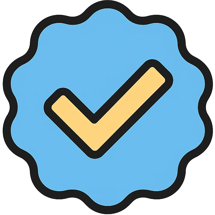 Instagram verified blue tick, with subtle gradient color icon emoji