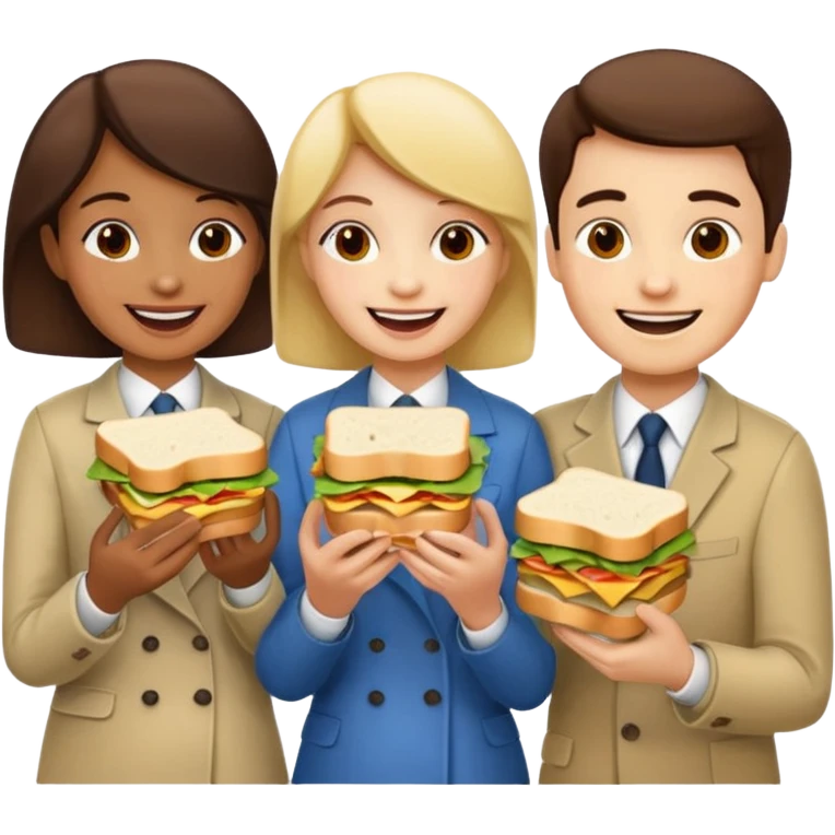 three people eating sandwich emoji