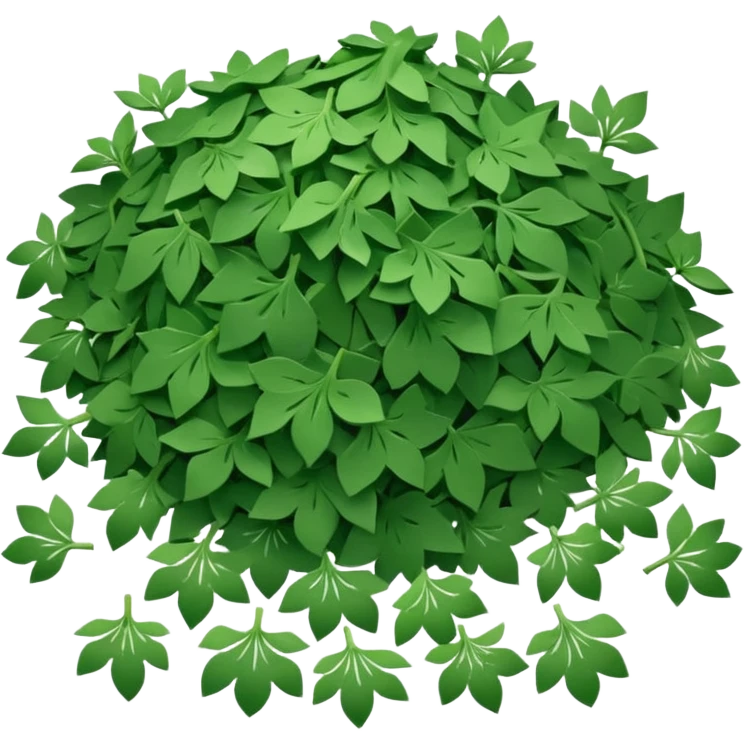 loose scatter of flat jagged green flakes, crisp and matte, evoking dried wild garlic, soft lighting, subtle shadows, emoji scale emoji