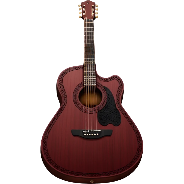 dark maroon acoustic guitar with black lace details emoji