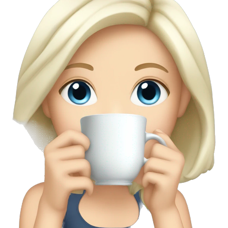 Blue eyed white Girl sipping tea emoji