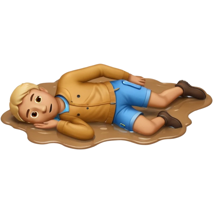 apple style emoji of a man who has fallen into a puddle, lying on his back emoji