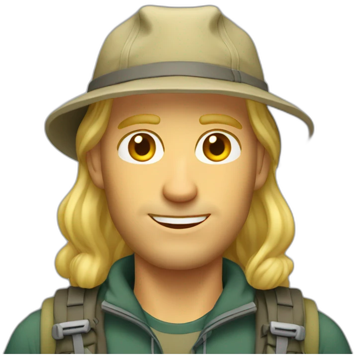 mountain trekker blonde man emoji