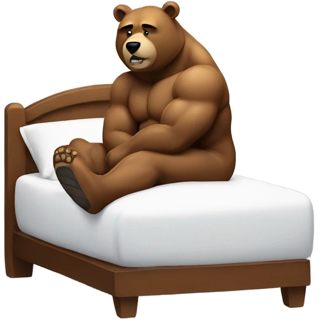 muscle bear resting on bed emoji