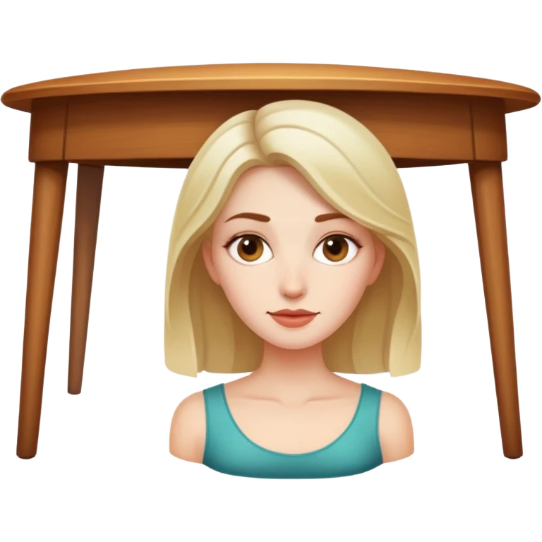 white woman under table emoji