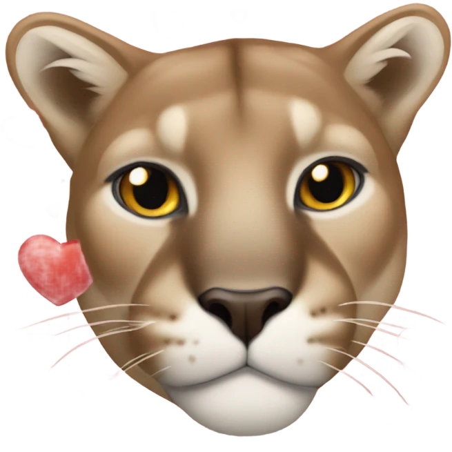 cougar with hearts emoji