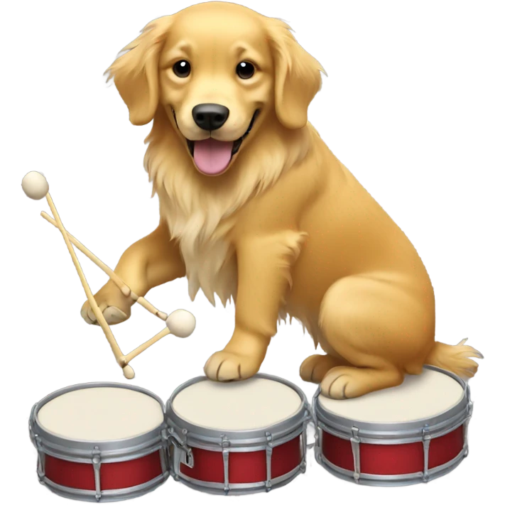 Golden retriever playing drums emoji