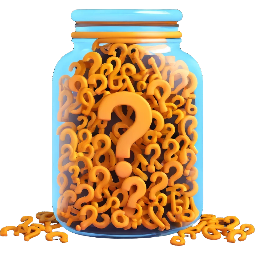 glass jar filled with question marks emoji