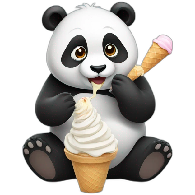 Panda eating ice cream emoji