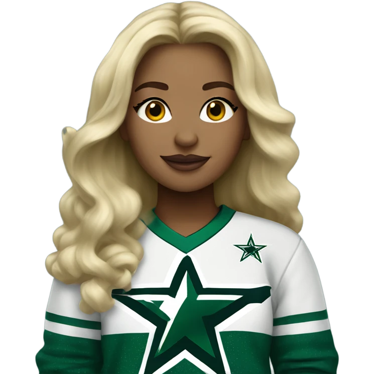 Blonde girl wearing Dallas Stars sweater emoji