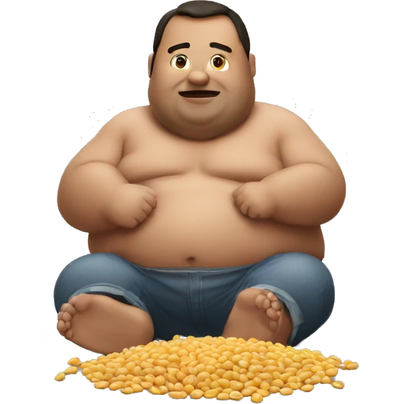 Fat man eating beans  emoji