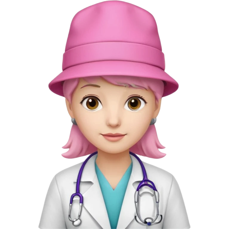 doctor with pink hat emoji