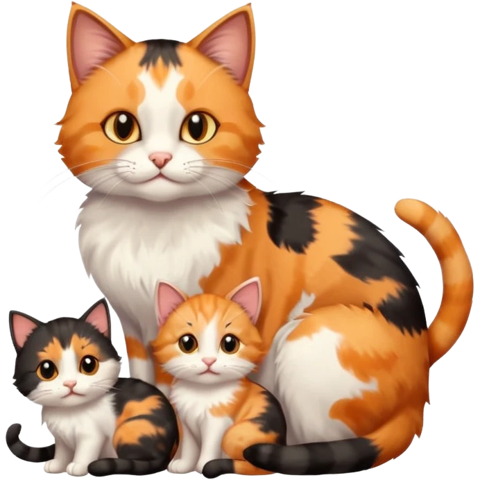 a mom cat with her 5 baby kittens emoji