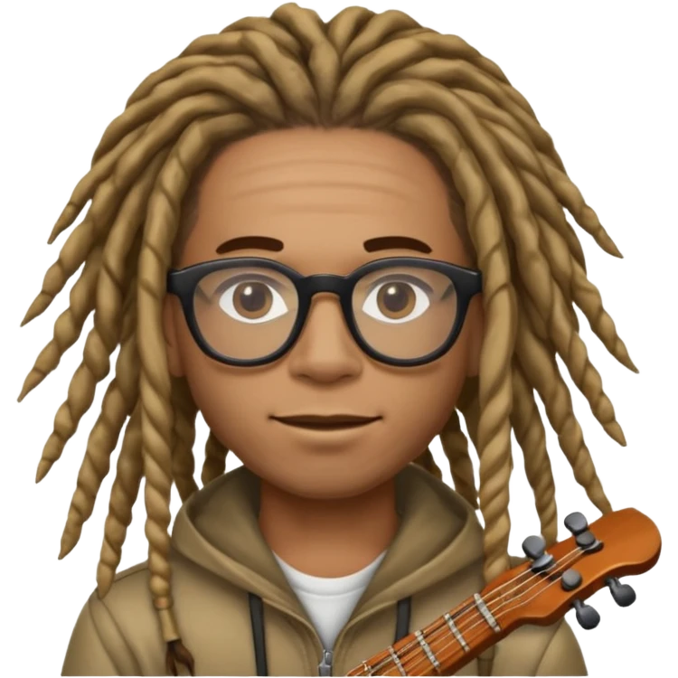 Musician with dreadlocks and glassses emoji